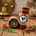Chicken Pickle — Andhra Store glass jar, front view