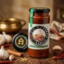 Garlic Pickle — Andhra Store glass jar, front view