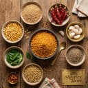 Fresh ingredients for Andhra Store sesame seeds podi — roasted lentils, Guntur chilli and whole spices