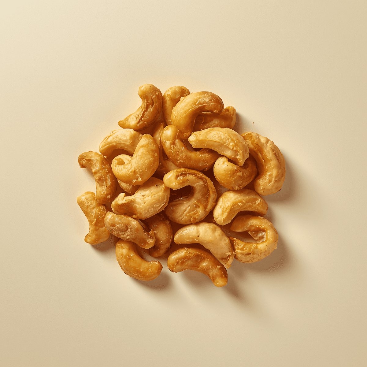 Andhra Roasted Kaju — premium roasted cashews with kaju chikki on clean beige background