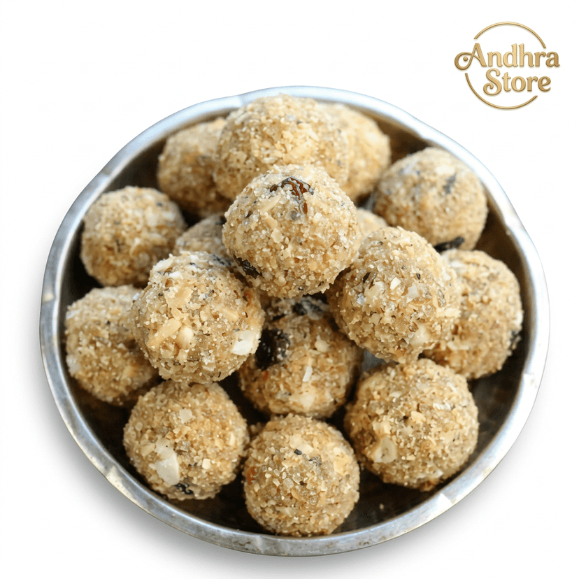 Gond Katira Laddu — edible gum laddu with dry fruits, dense and warming
